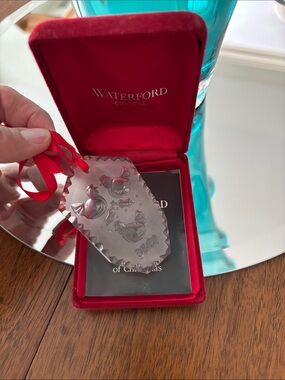 Waterford Crystal Ornament with Red Ribbon and Red Velvet Box